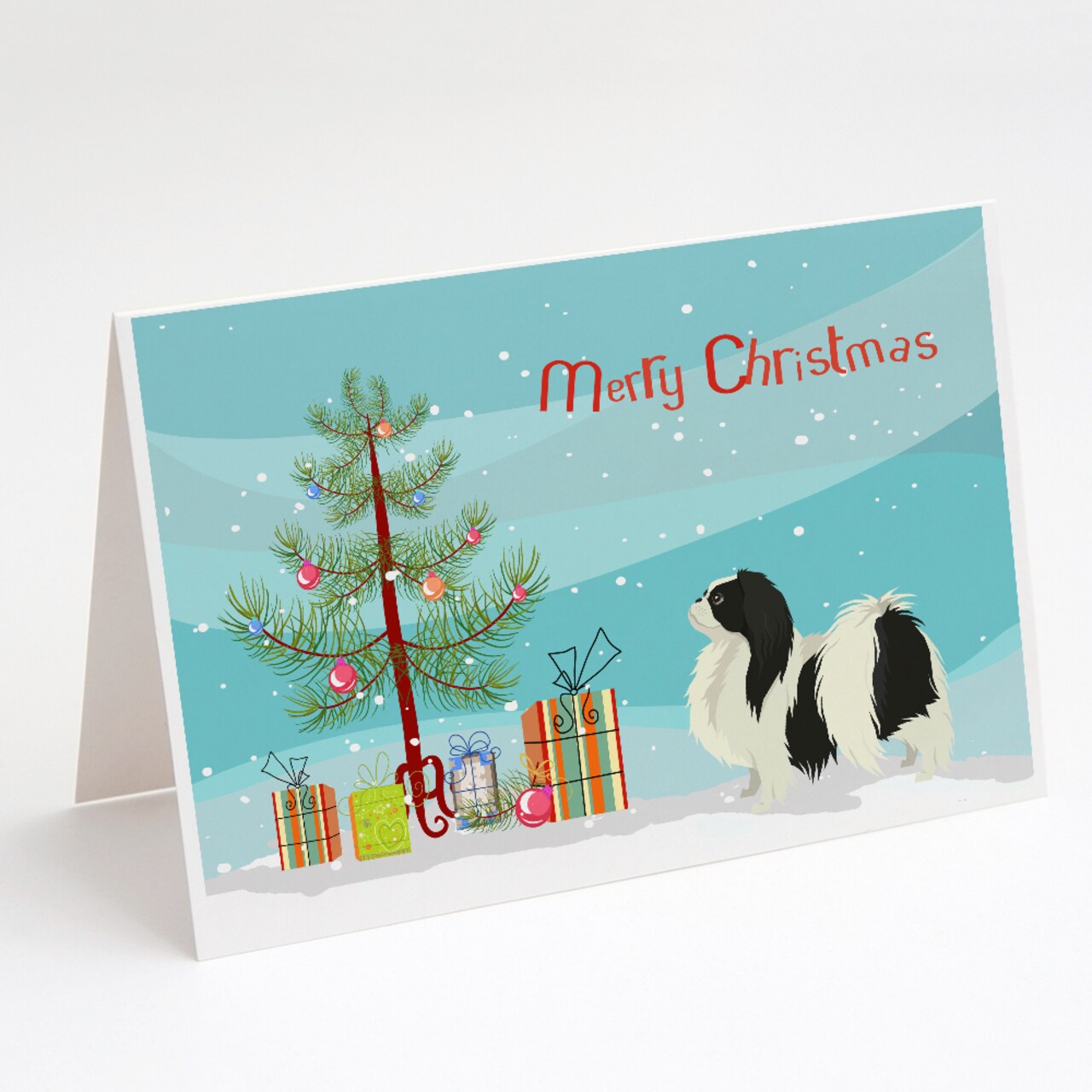 Caroline&#x27;s Treasures Japanese Chin Christmas Tree Greeting Cards and Envelopes Pack of 8